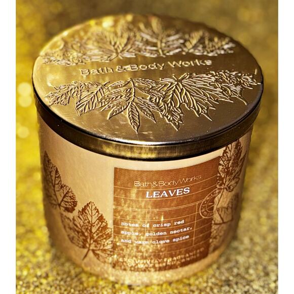 Lot of 2 Bath & Body Works Leaves Autumn Large 3-Wick Scented Candle 14.5oz - Picture 4 of 6